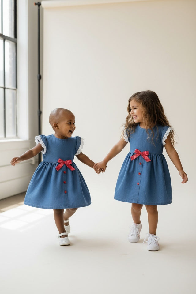 NUEVO VESTIDO DE NIÑA CON LAZO