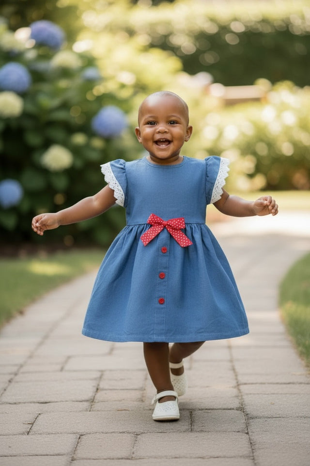 NUEVO VESTIDO DE NIÑA CON LAZO